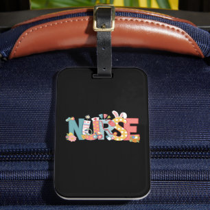 Etiqueta Para Maletas Enfermera de Pascua Estetioscope Huevos de Conejo