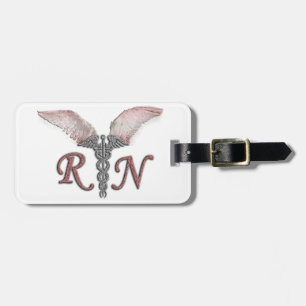 Etiqueta Para Maletas Enfermera registradoa del RN con las alas del