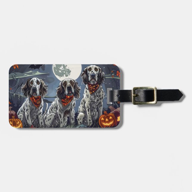 Etiqueta Para Maletas English Setter Halloween Spooky (Frente Horizontal)