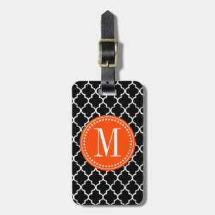 Etiqueta Para Maletas Enrejado marroquí negro elegante personalizado