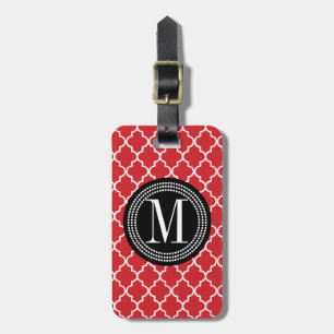 Etiqueta Para Maletas Enrejado marroquí rojo elegante personalizado
