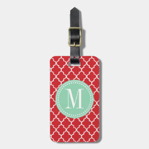 Etiqueta Para Maletas Enrejado marroquí rojo elegante personalizado