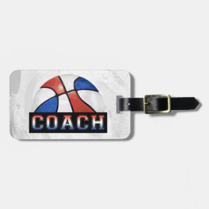 Etiqueta Para Maletas Entrenador de baloncesto rojo blanco