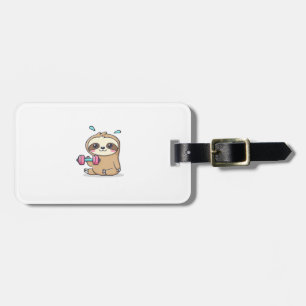 Etiqueta Para Maletas Entrenamiento Divertido de Perezoso Chibi Gimnasi
