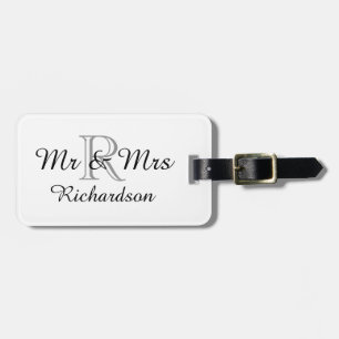 ETIQUETA PARA MALETAS EQUIPAJE ELEGANTE TAG_MR Y MRS_BLACK/WHITE
