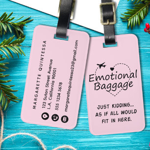 Etiqueta Para Maletas Equipaje Emocional Divertido Avión Humor Rosa Feme