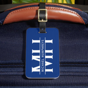 Etiqueta Para Maletas Equipamiento azul monograma personalizado