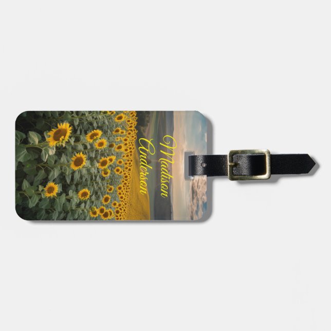 Etiqueta Para Maletas Equipamiento personalizado del campo de girasol (Frente Horizontal)