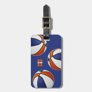 Etiqueta Para Maletas equipo naranja azul colores atletas de baloncesto