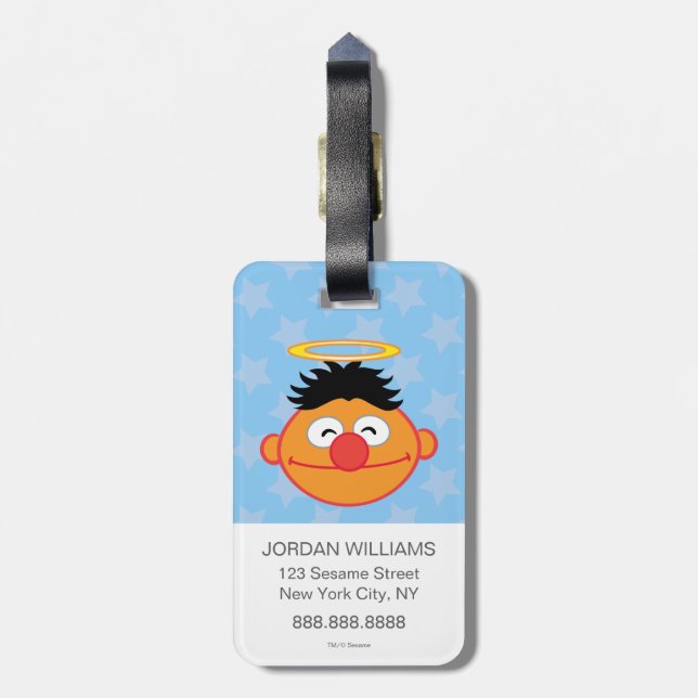 Etiqueta Para Maletas Ernie Smiling Face con Halo (Atrás Vertical)