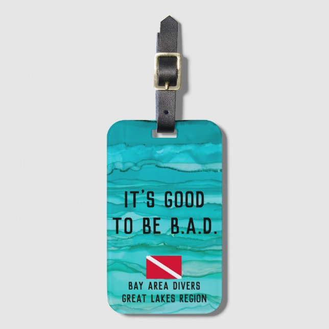 Etiqueta Para Maletas "Es bueno ser B.A.D. " (Anverso vertical)