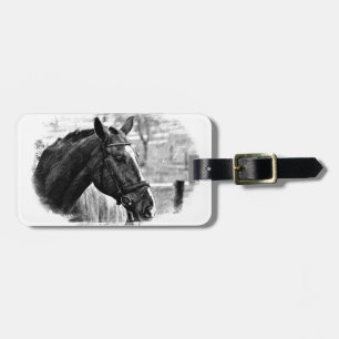 Etiqueta Para Maletas Esbozo de caballos blancos negros