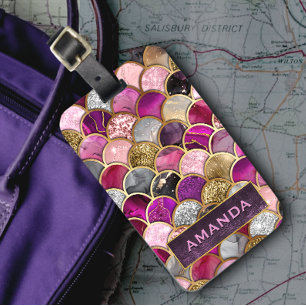 Etiqueta Para Maletas Escala de sirena de oro rosa caliente y suave