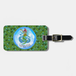 Etiqueta Para Maletas Escalas verdes del mar de la sirena