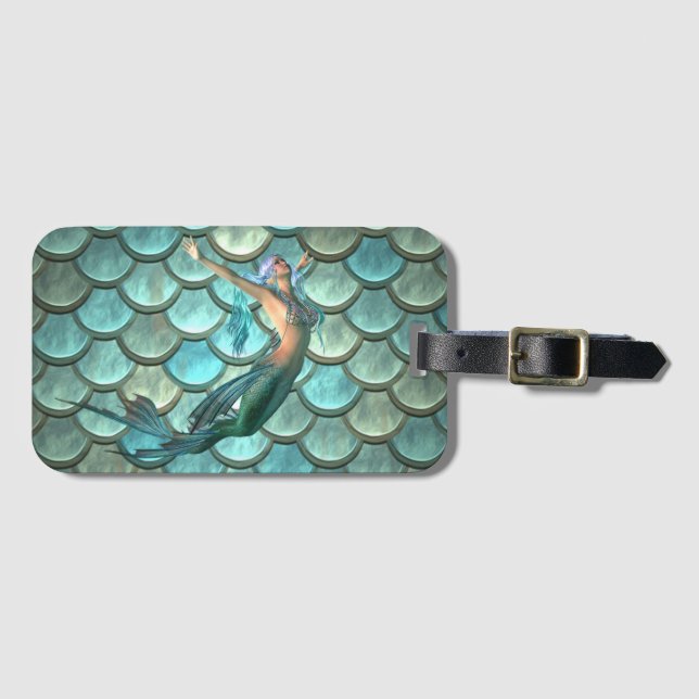 Etiqueta Para Maletas Escamas de cola de sirena (Anverso horizontal)
