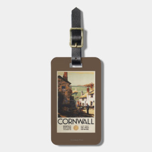 Etiqueta Para Maletas Escena de la calle con dos hombres que trabajan el