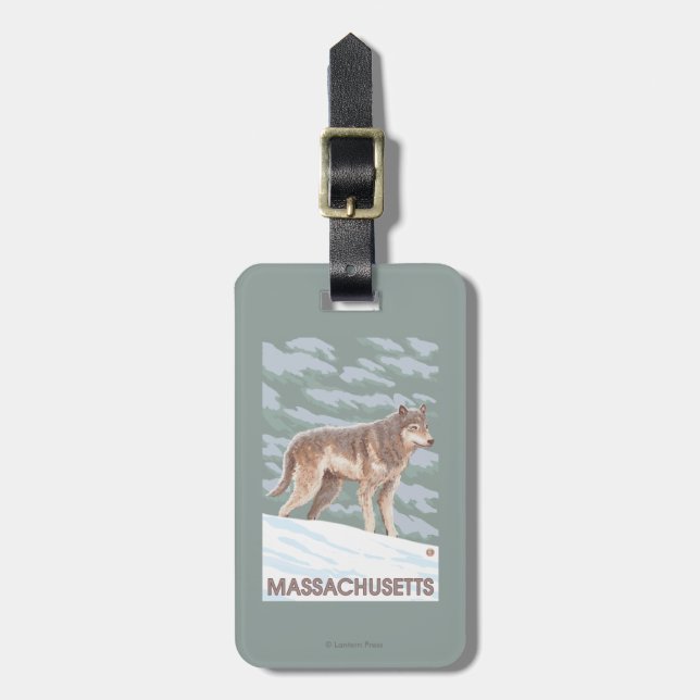Etiqueta Para Maletas Escena de MassachusettsWolf (Frente Vertical)