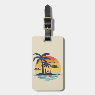 Etiqueta Para Maletas Escena de verano tropical