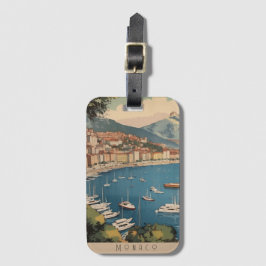 Etiqueta Para Maletas Escena de viaje del puerto de Mónaco vintage con t