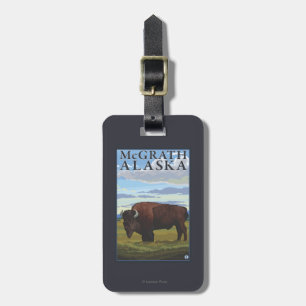 Etiqueta Para Maletas Escena del bisonte - McGrath, Alaska