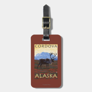 Etiqueta Para Maletas Escena del caribú - Cordova, Alaska