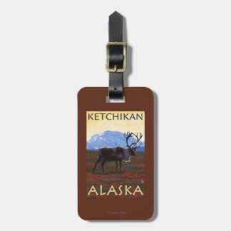 Etiqueta Para Maletas Escena del caribú - Ketchikan, Alaska
