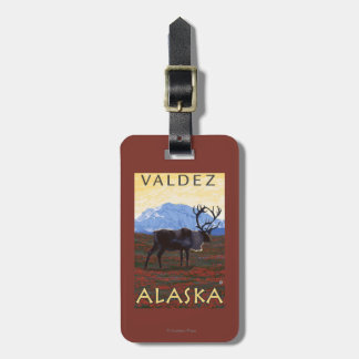 Etiqueta Para Maletas Escena del caribú - Valdez, Alaska