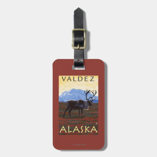 Etiqueta Para Maletas Escena del caribú - Valdez, Alaska