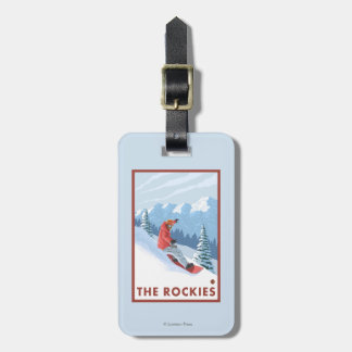 Etiqueta Para Maletas Escena del Snowboarder - los Rockies