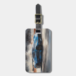 Etiqueta Para Maletas Escena dinámica de raza urbana azul