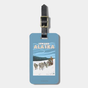 Etiqueta Para Maletas Escena Sledding del perro - Seward, Alaska