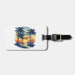 Etiqueta Para Maletas Escenario tropical personalizable