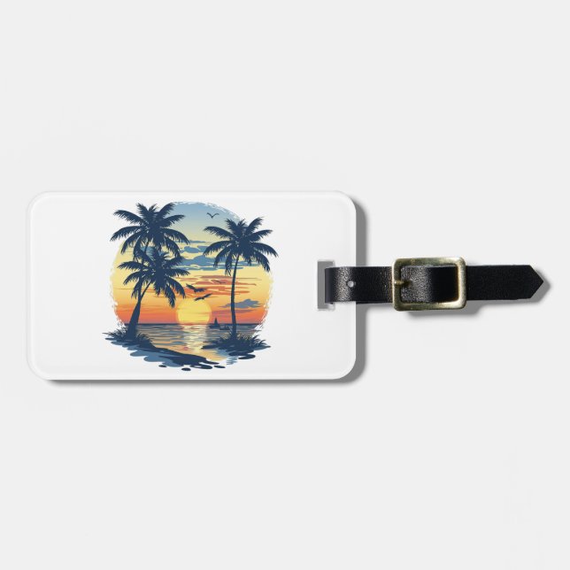 Etiqueta Para Maletas Escenario tropical personalizable (Frente Horizontal)