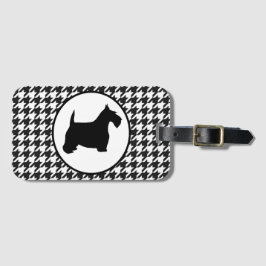 Etiqueta Para Maletas Escocés Terrier Houndstooth blanco y negro