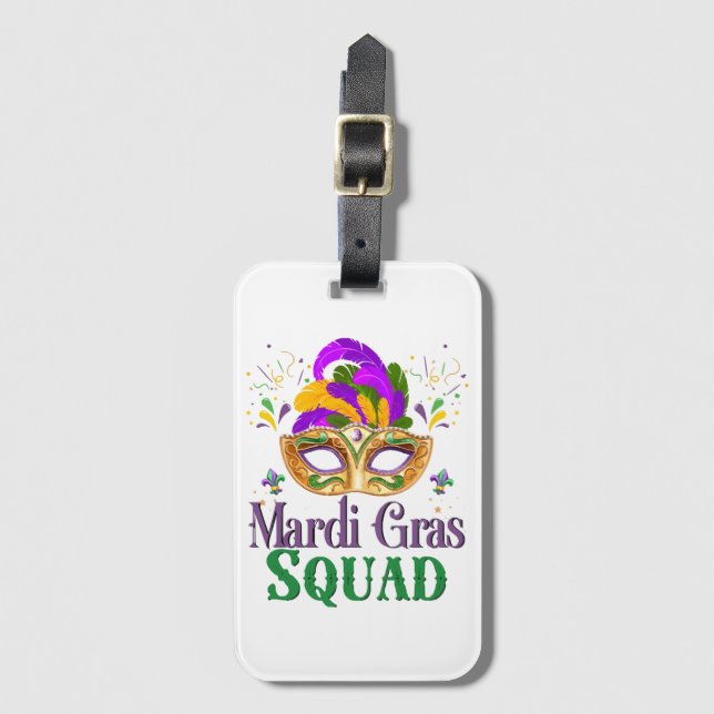 Etiqueta Para Maletas Escuadrón de Mardi Gras (Anverso vertical)