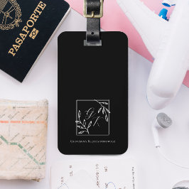 Etiqueta Para Maletas Escudo botánico | Monograma sin tiempo