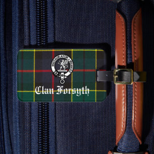 Etiqueta Para Maletas Escudo de la Cresta del Clan Forsyth y Tartán