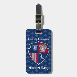 Etiqueta Para Maletas Escudo de plata del emblema del monograma del