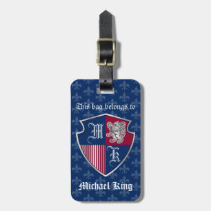 Etiqueta Para Maletas Escudo de plata del emblema del monograma del