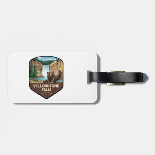 Etiqueta Para Maletas Escudo de selfie de oso de las cataratas de Yellow