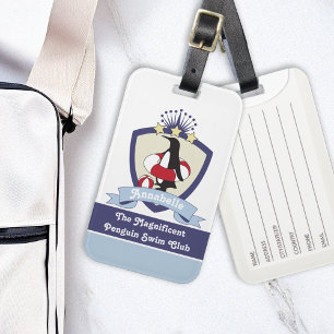 Etiqueta Para Maletas Escudo del Club de Natación Pingüino de Dibujos An