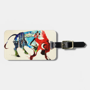 Etiqueta Para Maletas España Bull Vintage Travel Love Watercolor