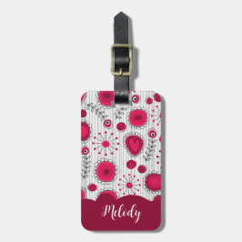 Etiqueta Para Maletas Espectaculares corazones rojos blancos flores nomb