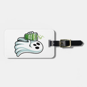 Etiqueta Para Maletas Espeluznante Fantasma Bebiendo Matcha