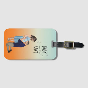 Etiqueta Para Maletas Esperando Invitación de embarazo de pareja