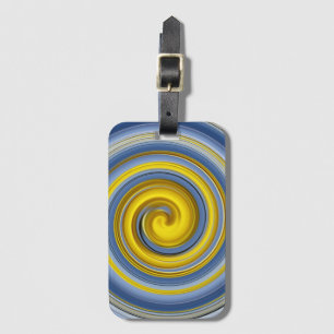 Etiqueta Para Maletas Espiral amarilla y azul