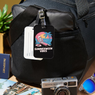 Etiqueta Para Maletas Esqueleto de Summerween vacaciones de verano playa