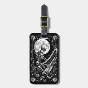 Etiqueta Para Maletas Esqueleto y arpa III