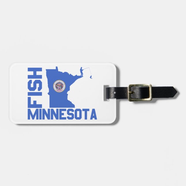Etiqueta Para Maletas Esquema de estado de Pescado Minnesota (Frente Horizontal)