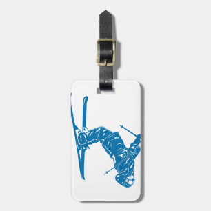 Etiqueta Para Maletas Esquiador azul